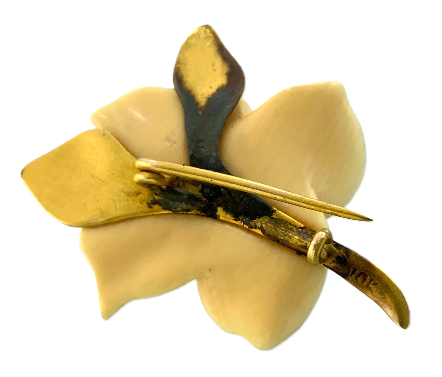 Vintage Magnolia Flower Brooch 10K Yellow Gold Tested AU101