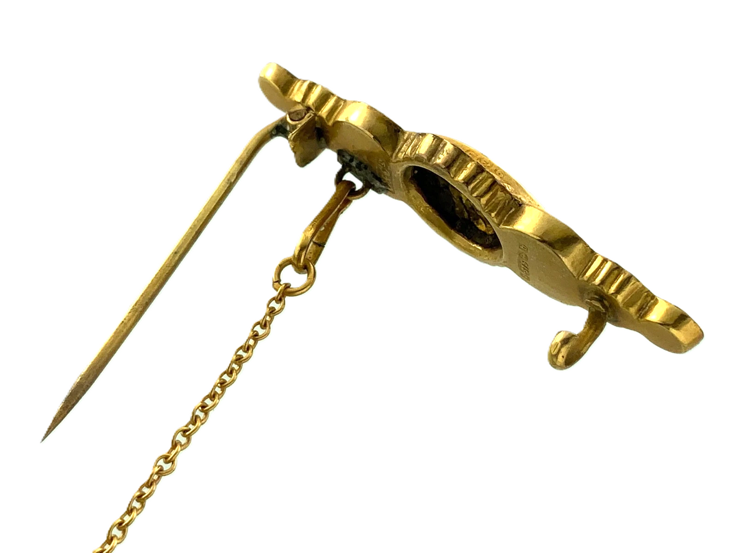 Beautiful Victorian 9K Yellow Gold Bar Pin Brooch C & Co Etruscan Revival AU104