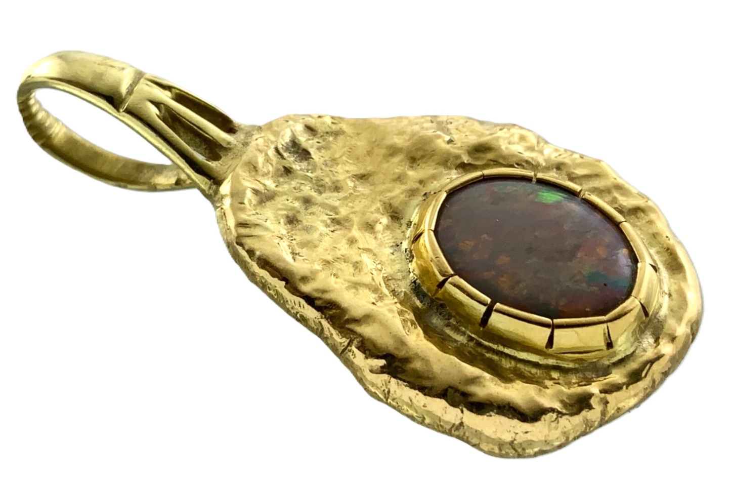10K Yellow Gold Opal Pendant Beautiful October Birth Stone AU109