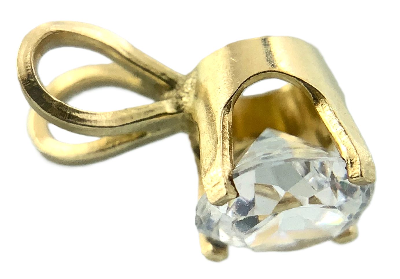 10K Yellow Gold Solitaire Necklace Pendant Rabbit Ear NOT DIAMOND AU111