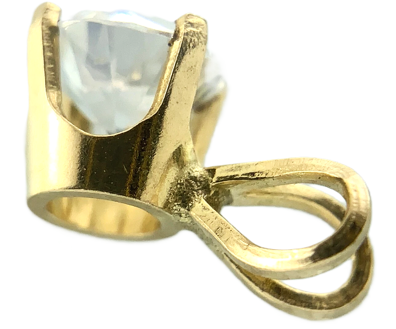 10K Yellow Gold Solitaire Necklace Pendant Rabbit Ear NOT DIAMOND AU111