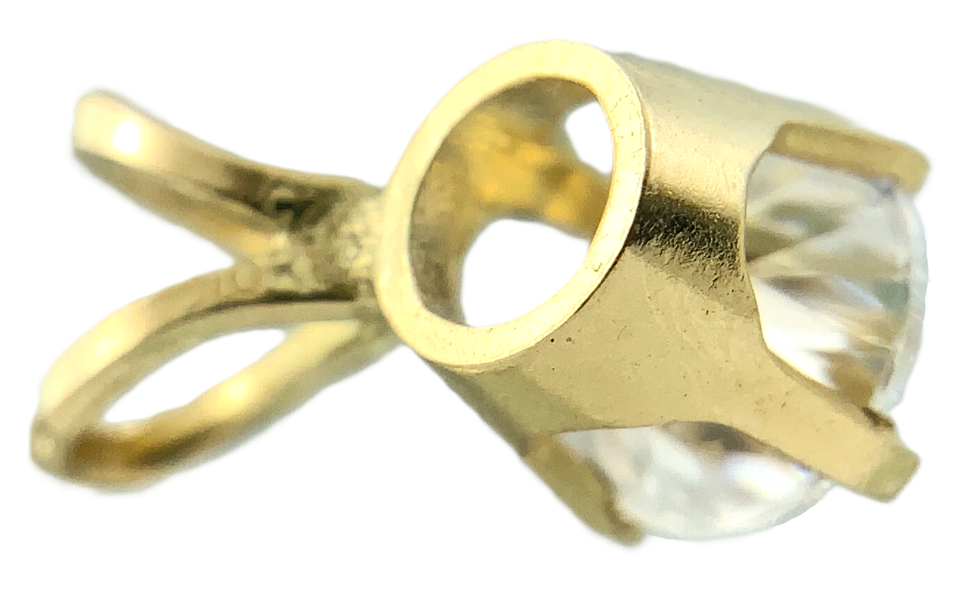 10K Yellow Gold Solitaire Necklace Pendant Rabbit Ear NOT DIAMOND AU111