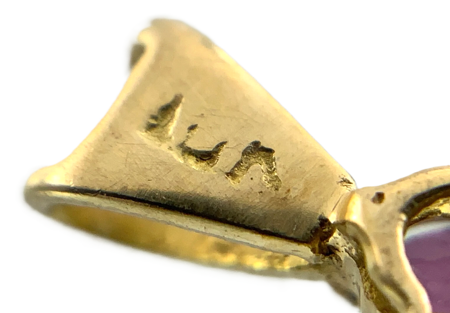 Beautiful Cluster 10K Yellow Gold Pendant Pink Stone Charm AU113