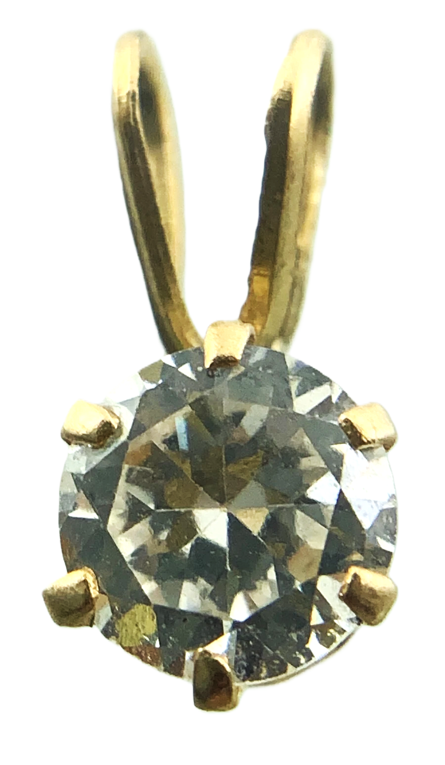 10K Yellow Gold Solitaire Necklace Pendant Rabbit Ear AU119