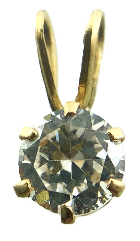 10K Yellow Gold Solitaire Necklace Pendant Rabbit Ear AU119