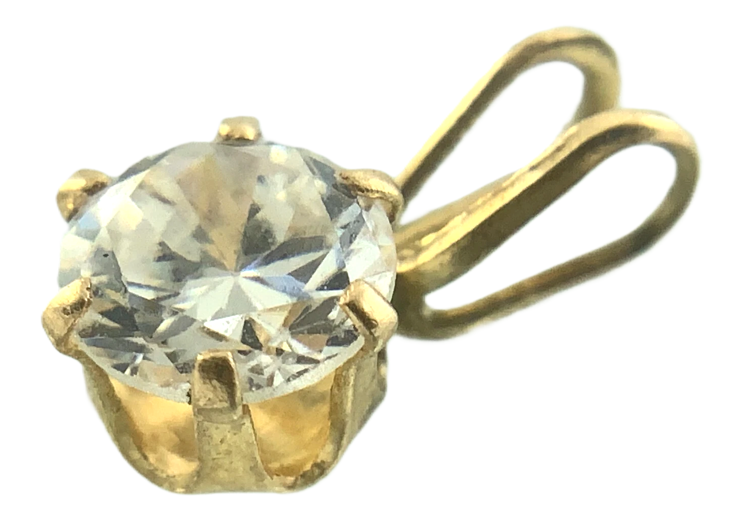 10K Yellow Gold Solitaire Necklace Pendant Rabbit Ear AU119