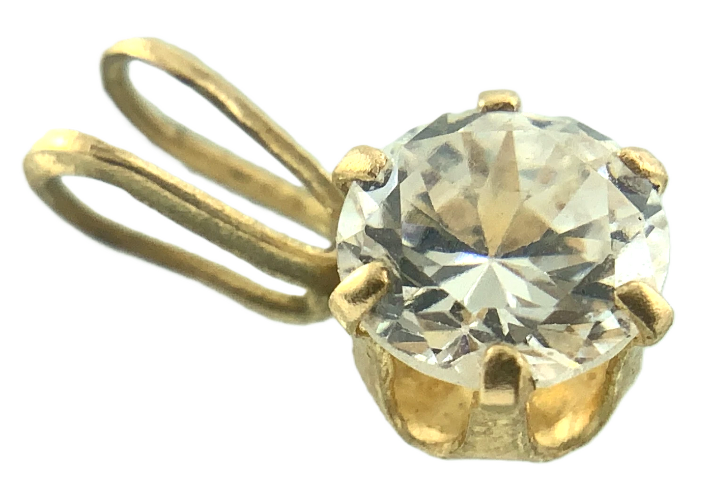 10K Yellow Gold Solitaire Necklace Pendant Rabbit Ear AU119