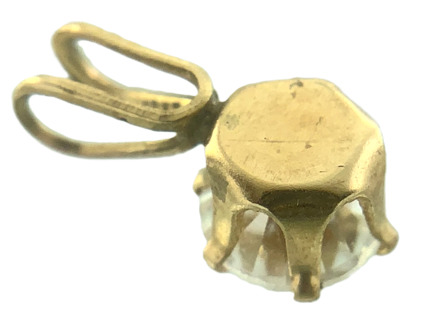 10K Yellow Gold Solitaire Necklace Pendant Rabbit Ear AU119