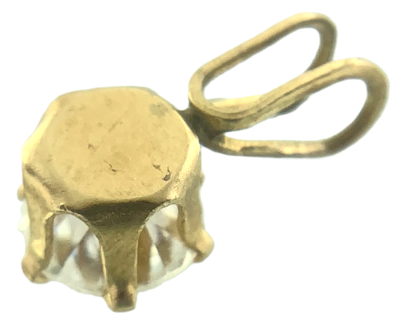 10K Yellow Gold Solitaire Necklace Pendant Rabbit Ear AU119