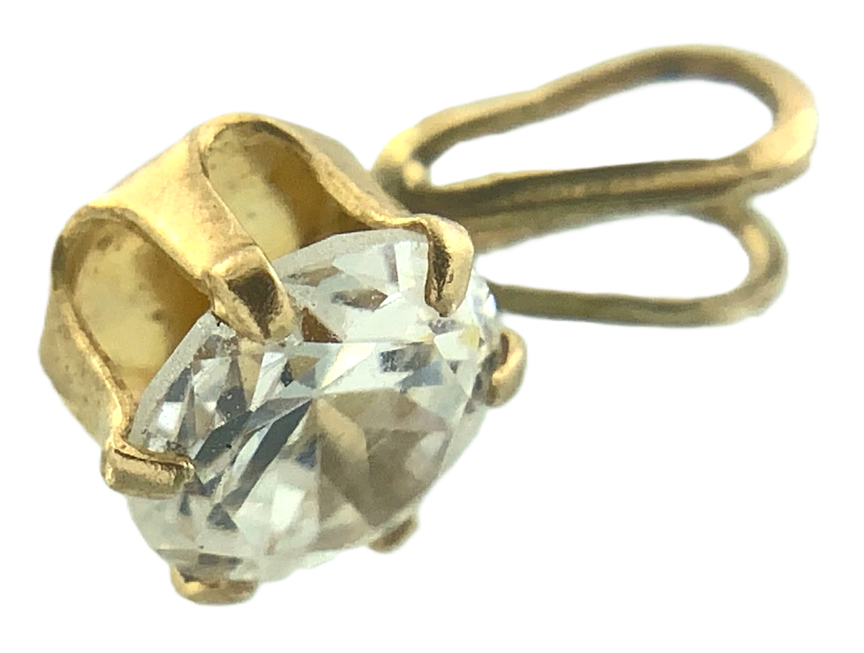 10K Yellow Gold Solitaire Necklace Pendant Rabbit Ear AU119