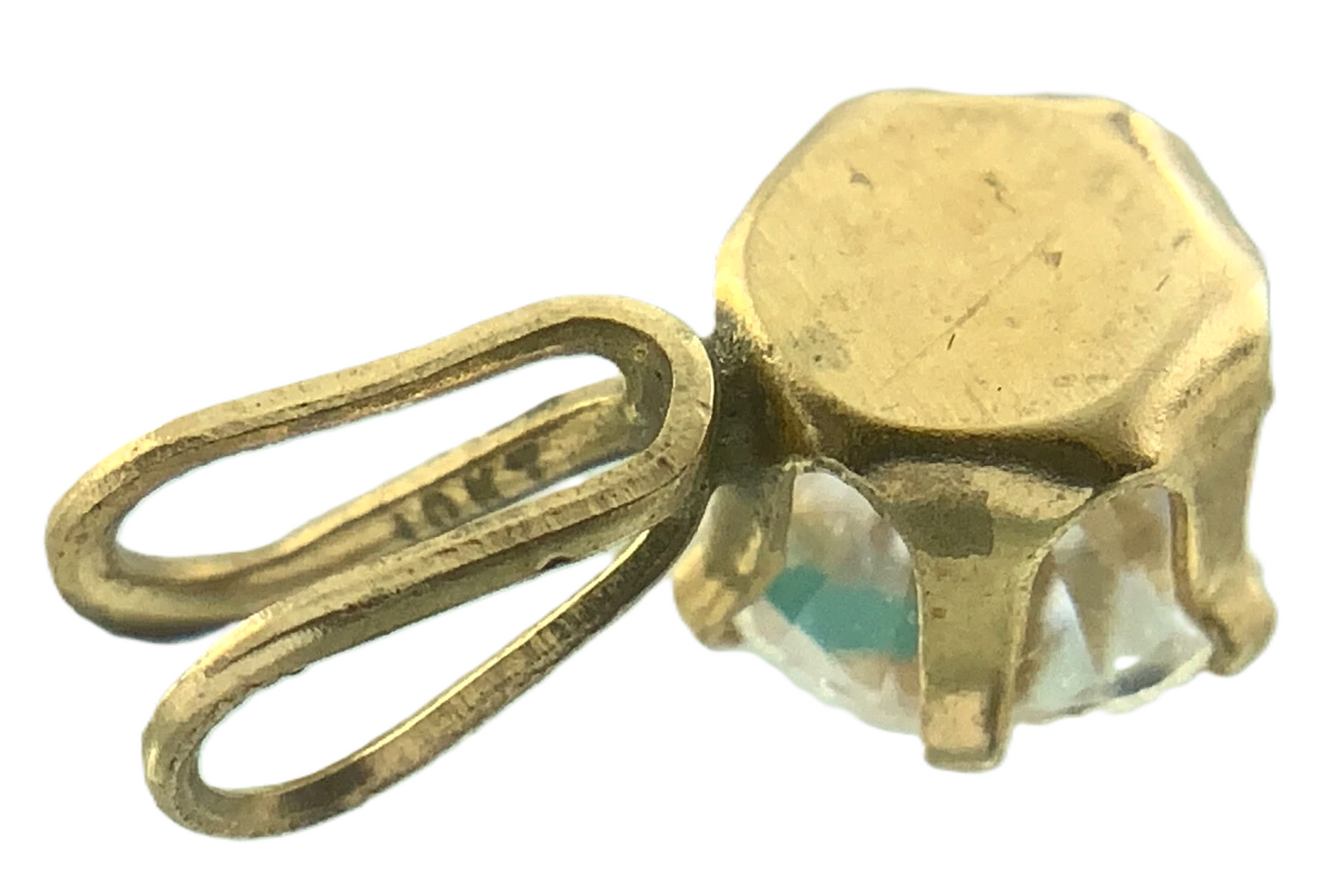 10K Yellow Gold Solitaire Necklace Pendant Rabbit Ear AU119