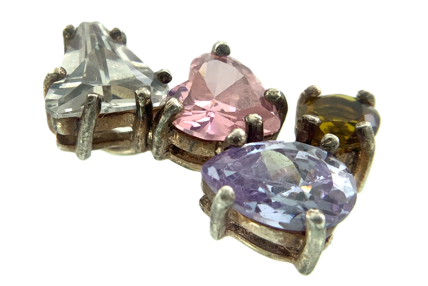 Beautiful Unique Multi-color Gemstones Pendant 925 Sterling Silver Charm AU126