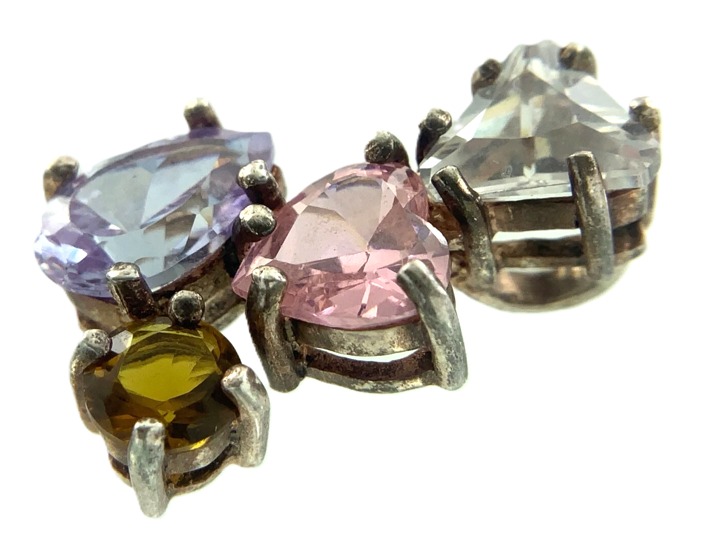 Beautiful Unique Multi-color Gemstones Pendant 925 Sterling Silver Charm AU126