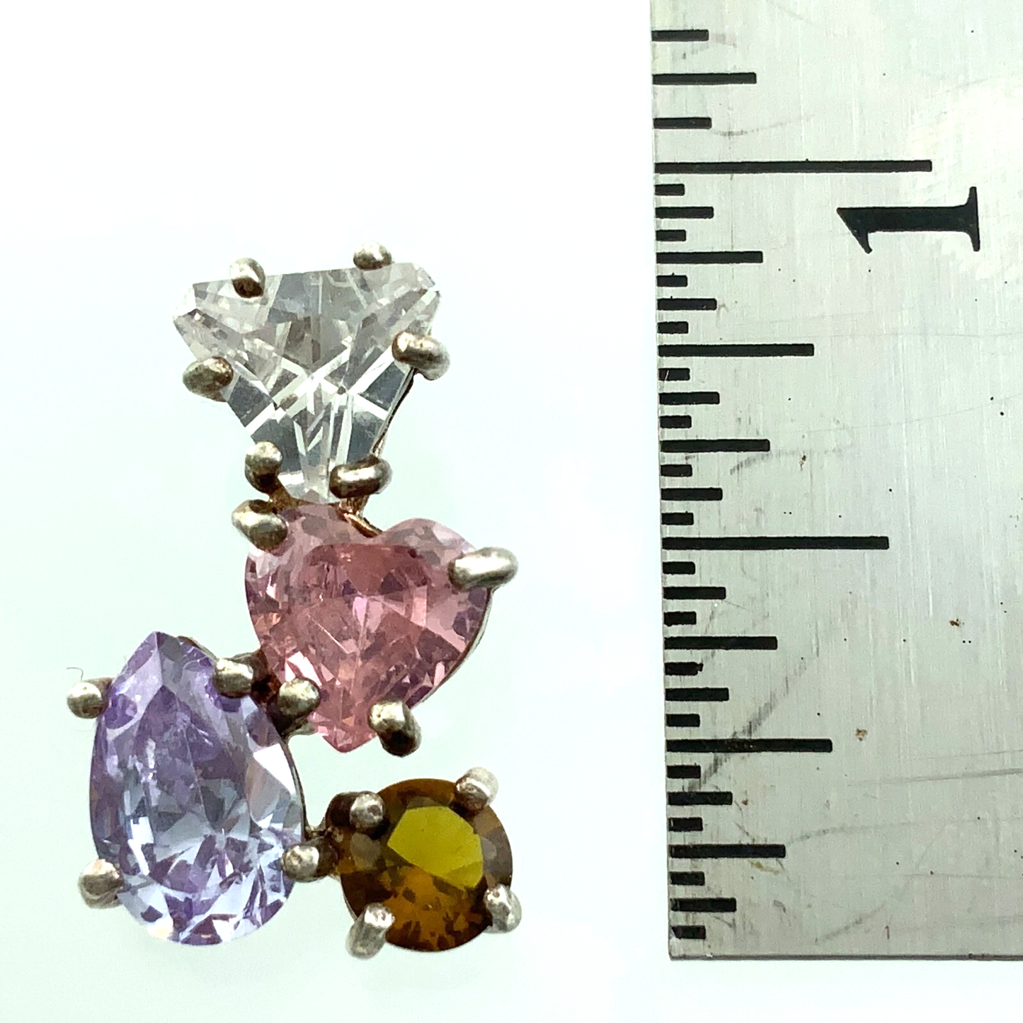 Beautiful Unique Multi-color Gemstones Pendant 925 Sterling Silver Charm AU126