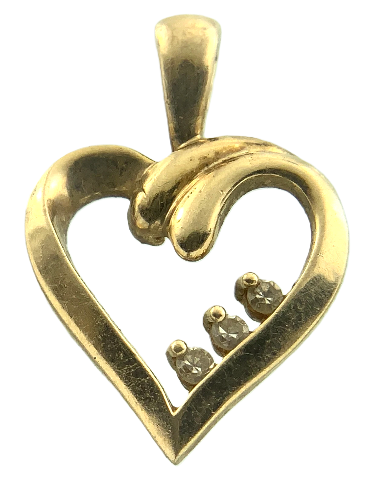 Beautiful 10K Yellow Gold Heart Diamond Pendant Charm AU138