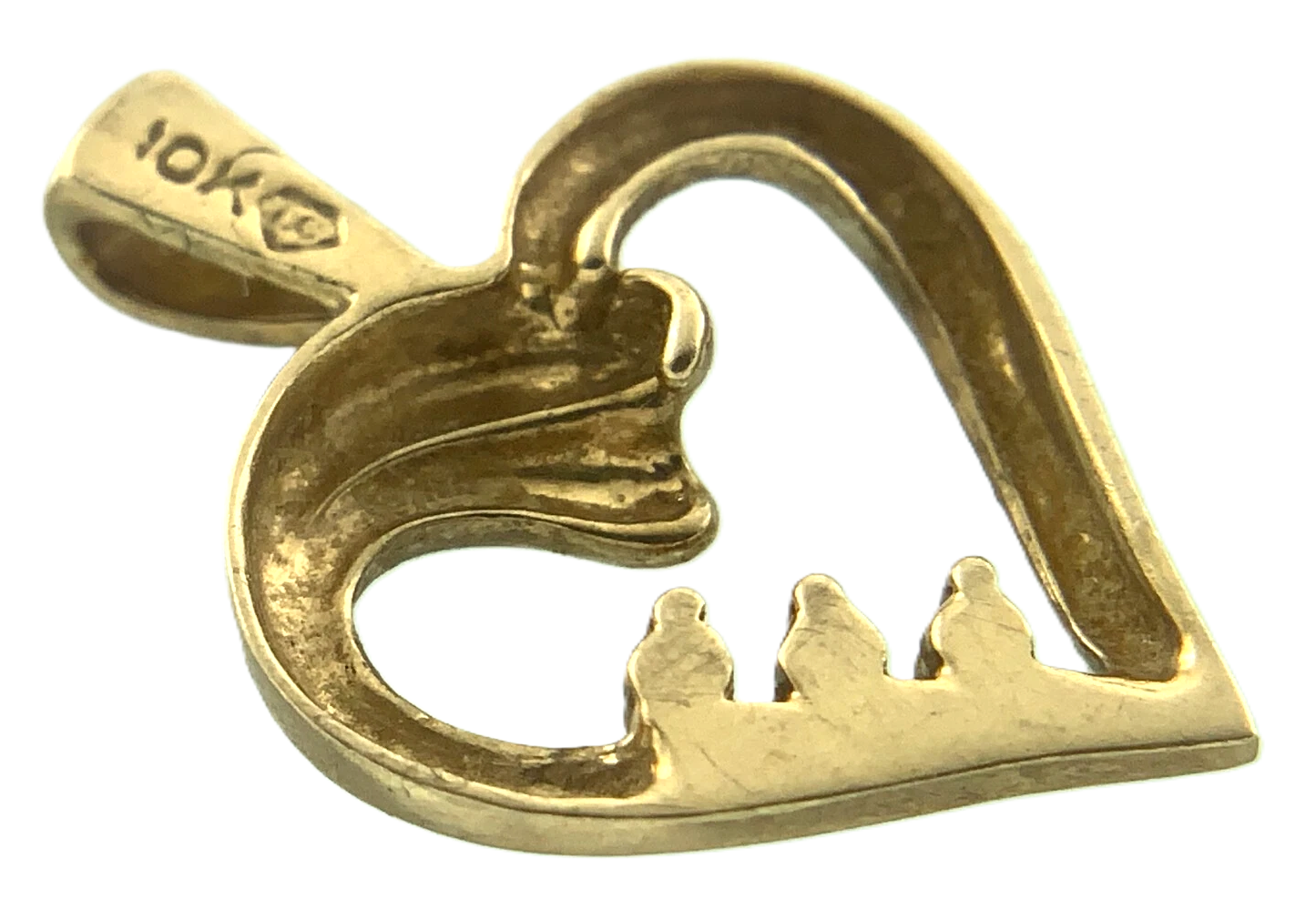 Beautiful 10K Yellow Gold Heart Diamond Pendant Charm AU138