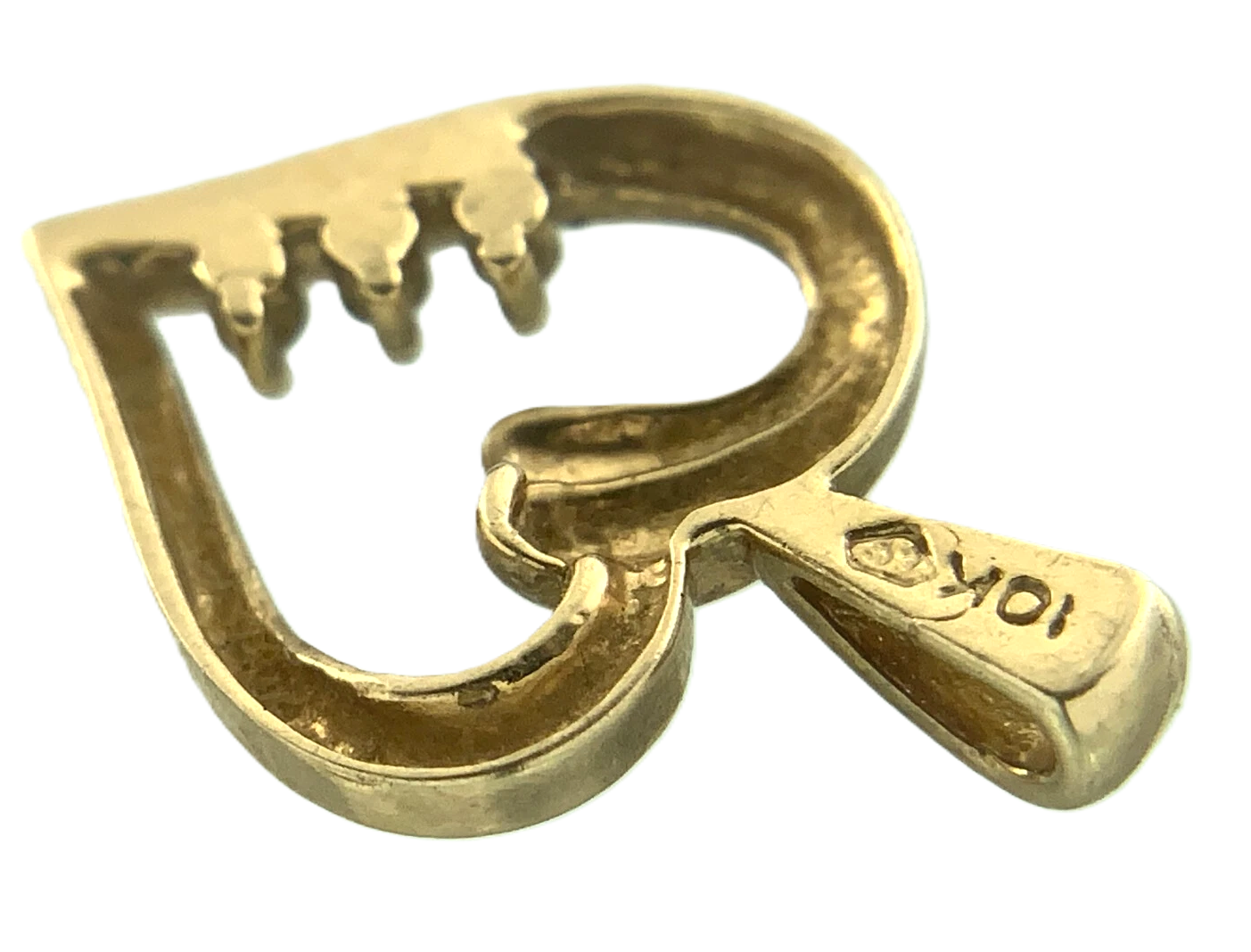 Beautiful 10K Yellow Gold Heart Diamond Pendant Charm AU138