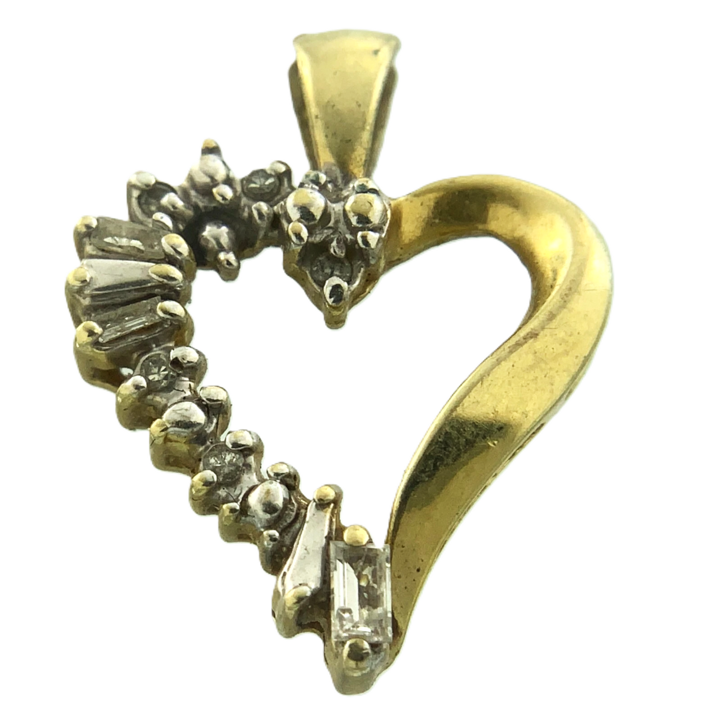 Beautiful 10K Yellow Gold Heart Diamond Pendant Charm AU139