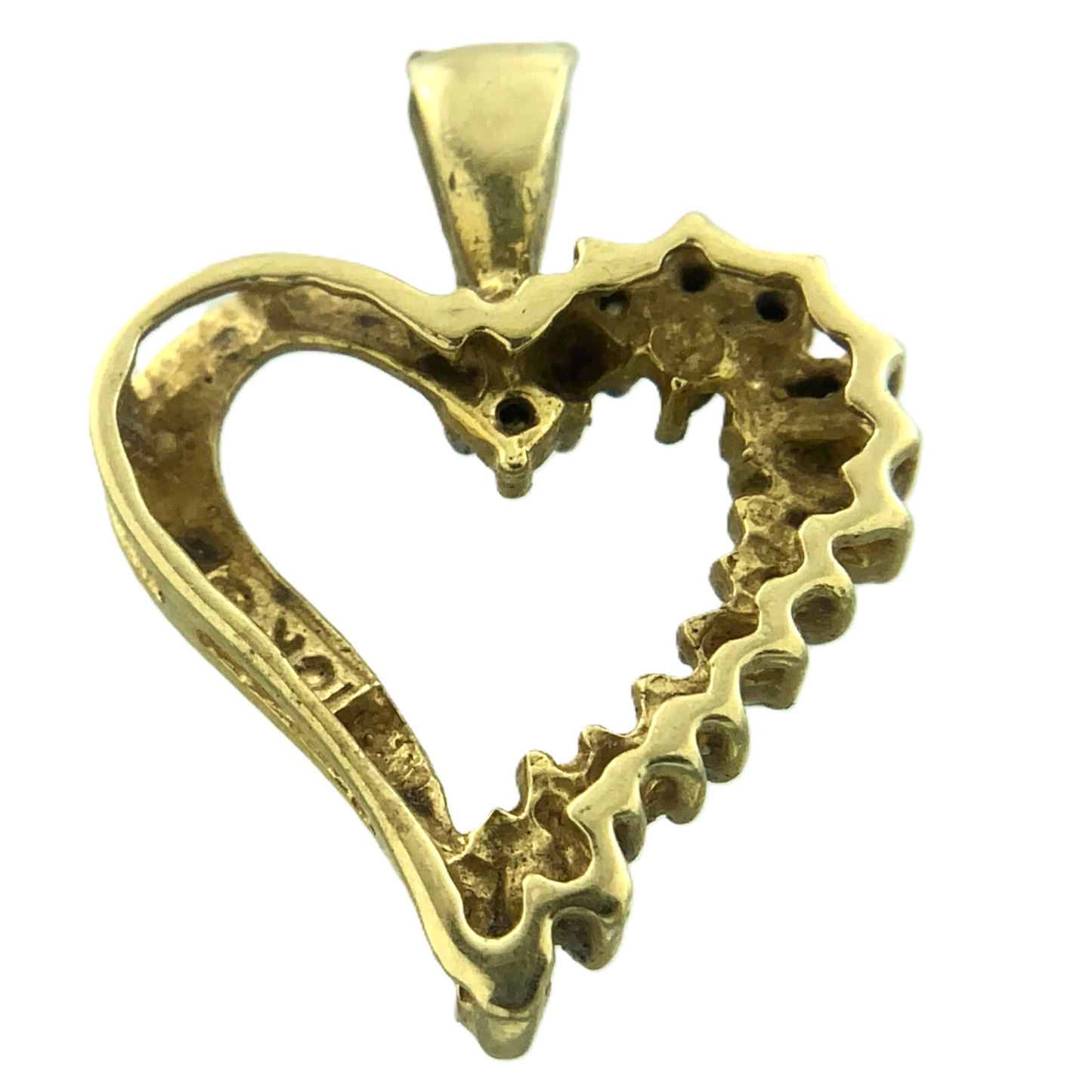 Beautiful 10K Yellow Gold Heart Diamond Pendant Charm AU139