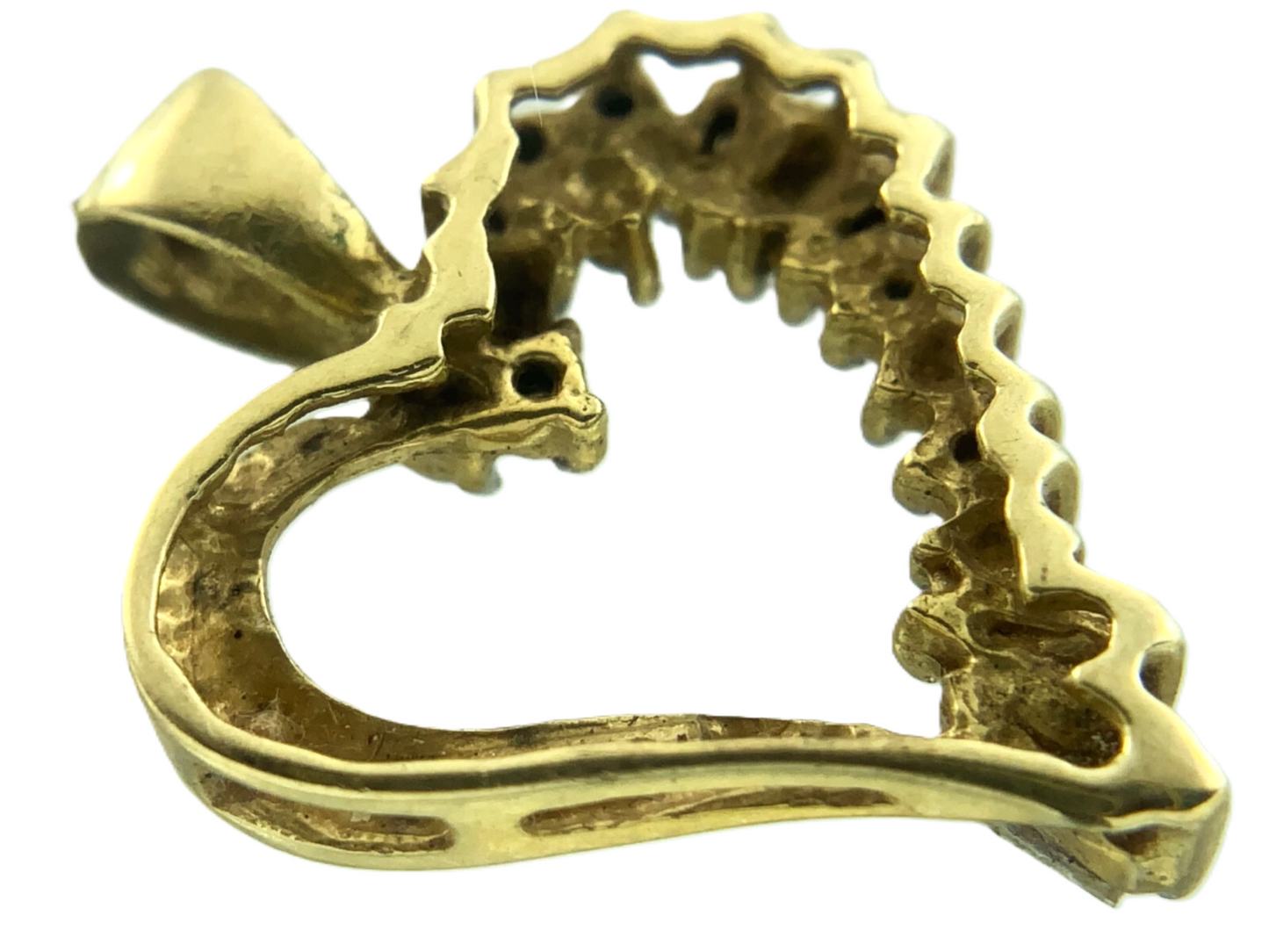 Beautiful 10K Yellow Gold Heart Diamond Pendant Charm AU139