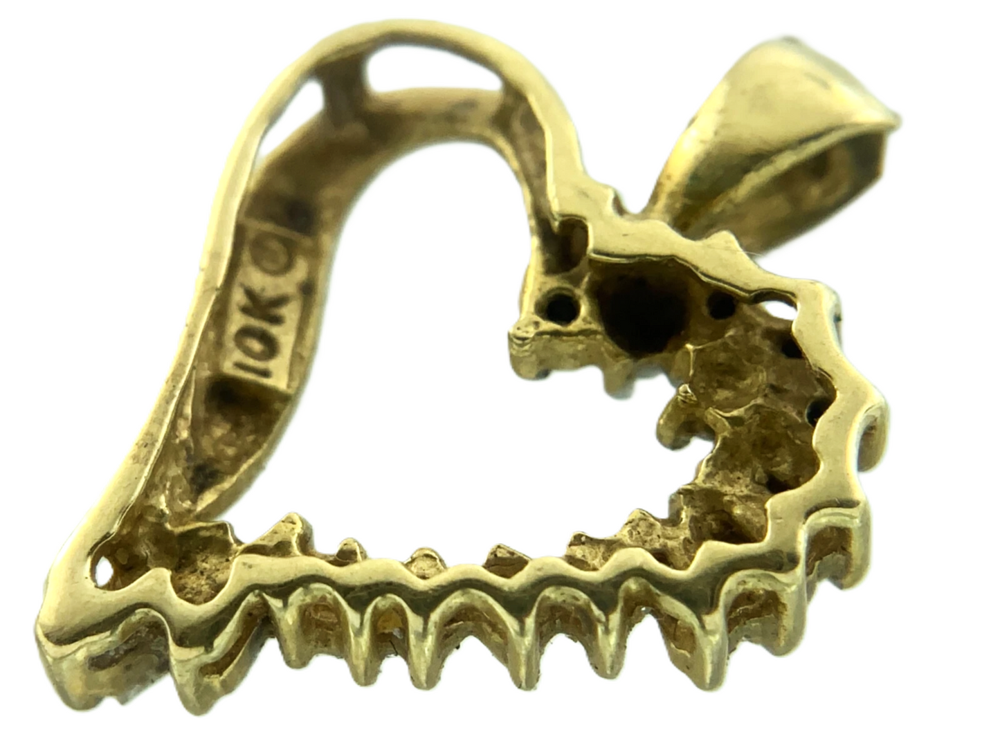 Beautiful 10K Yellow Gold Heart Diamond Pendant Charm AU139