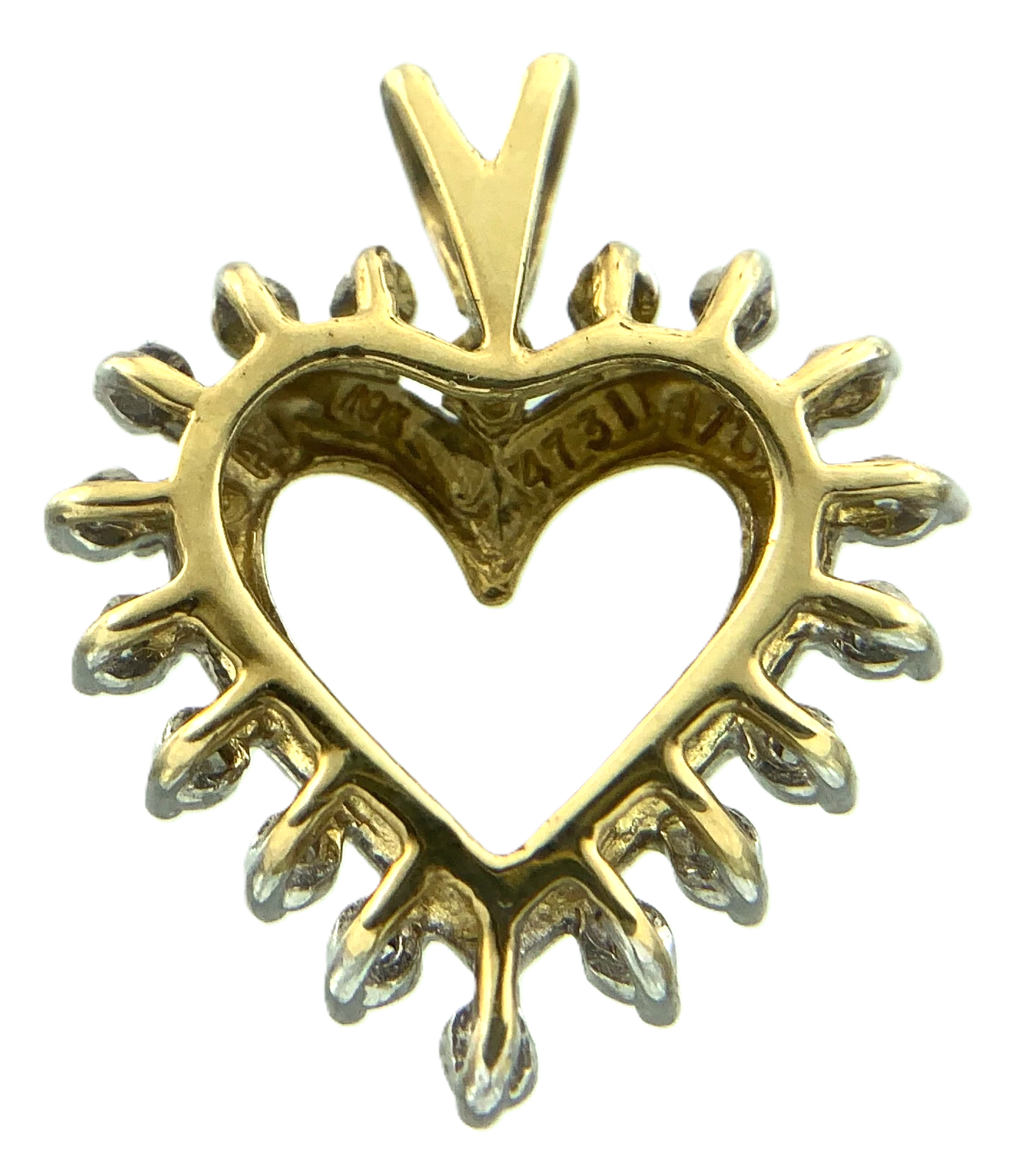 Beautiful 10K Yellow Gold Diamond Heart Pendant Charm AU143
