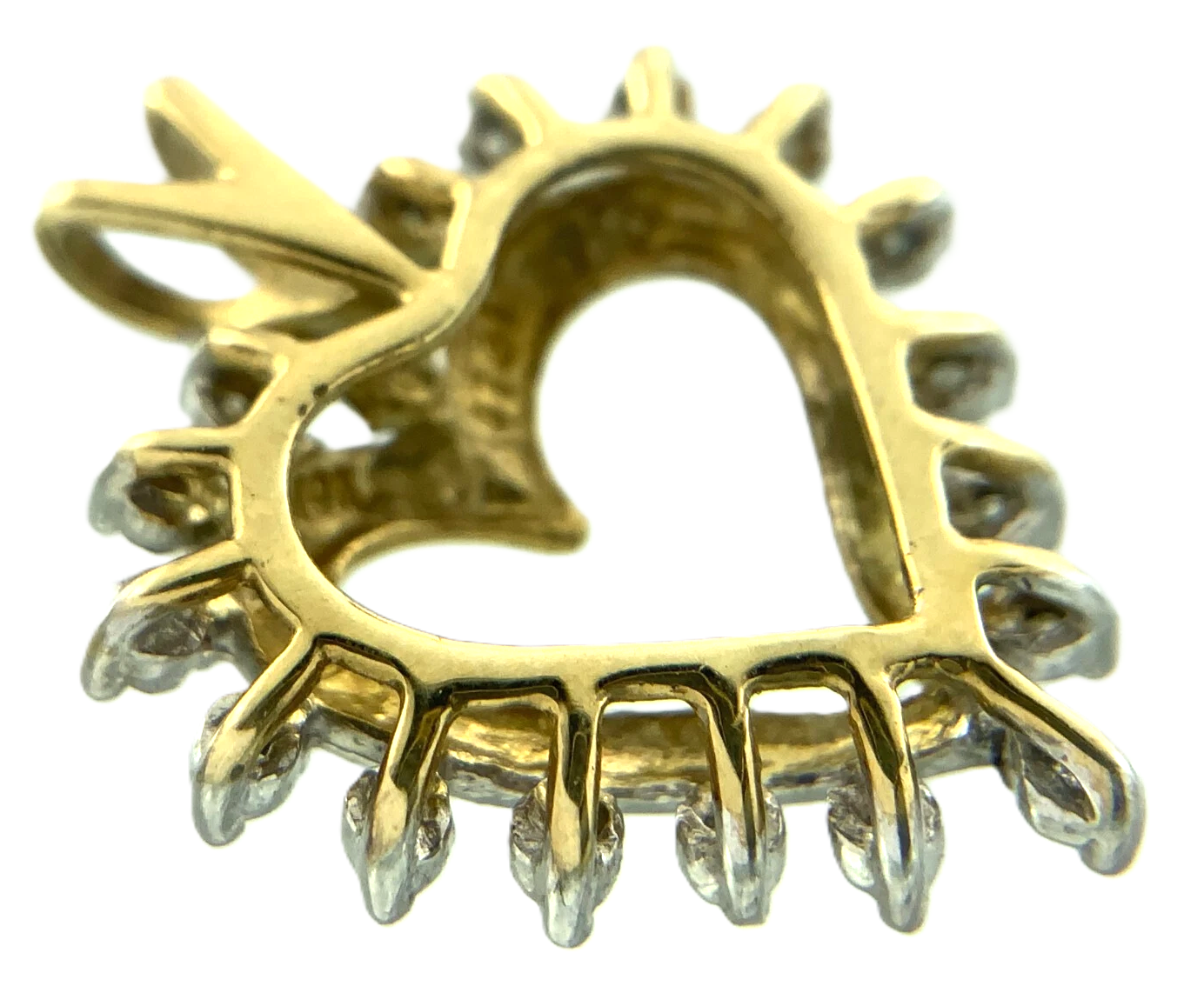 Beautiful 10K Yellow Gold Diamond Heart Pendant Charm AU143