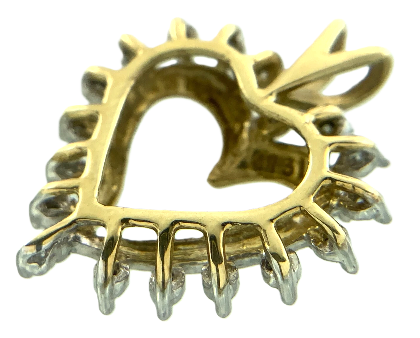 Beautiful 10K Yellow Gold Diamond Heart Pendant Charm AU143