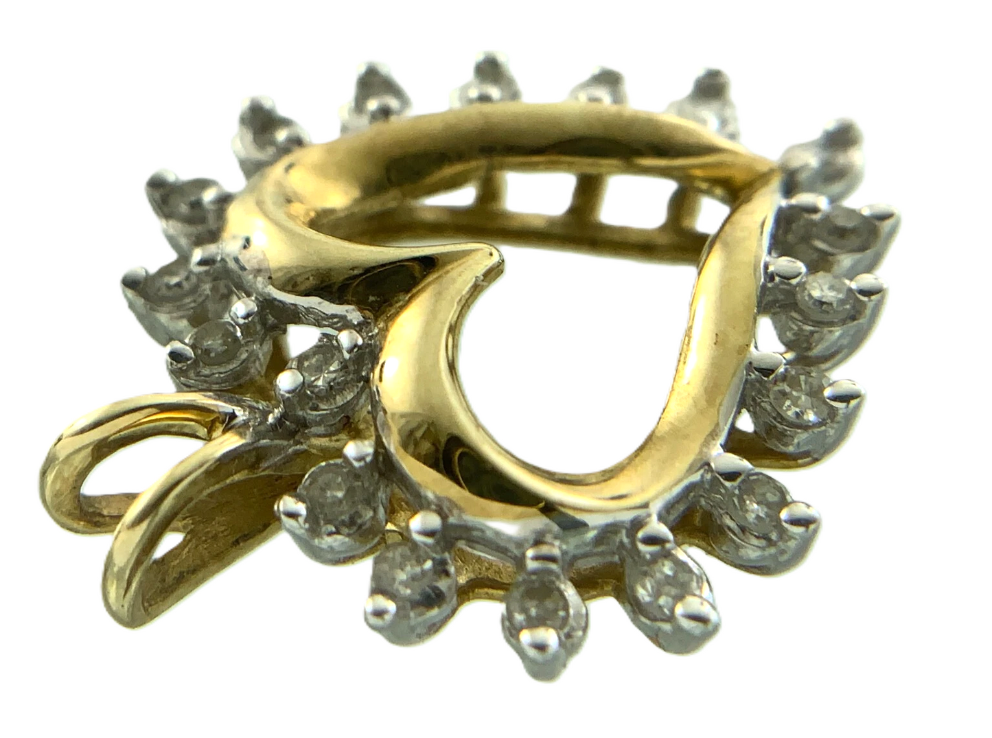 Beautiful 10K Yellow Gold Diamond Heart Pendant Charm AU143