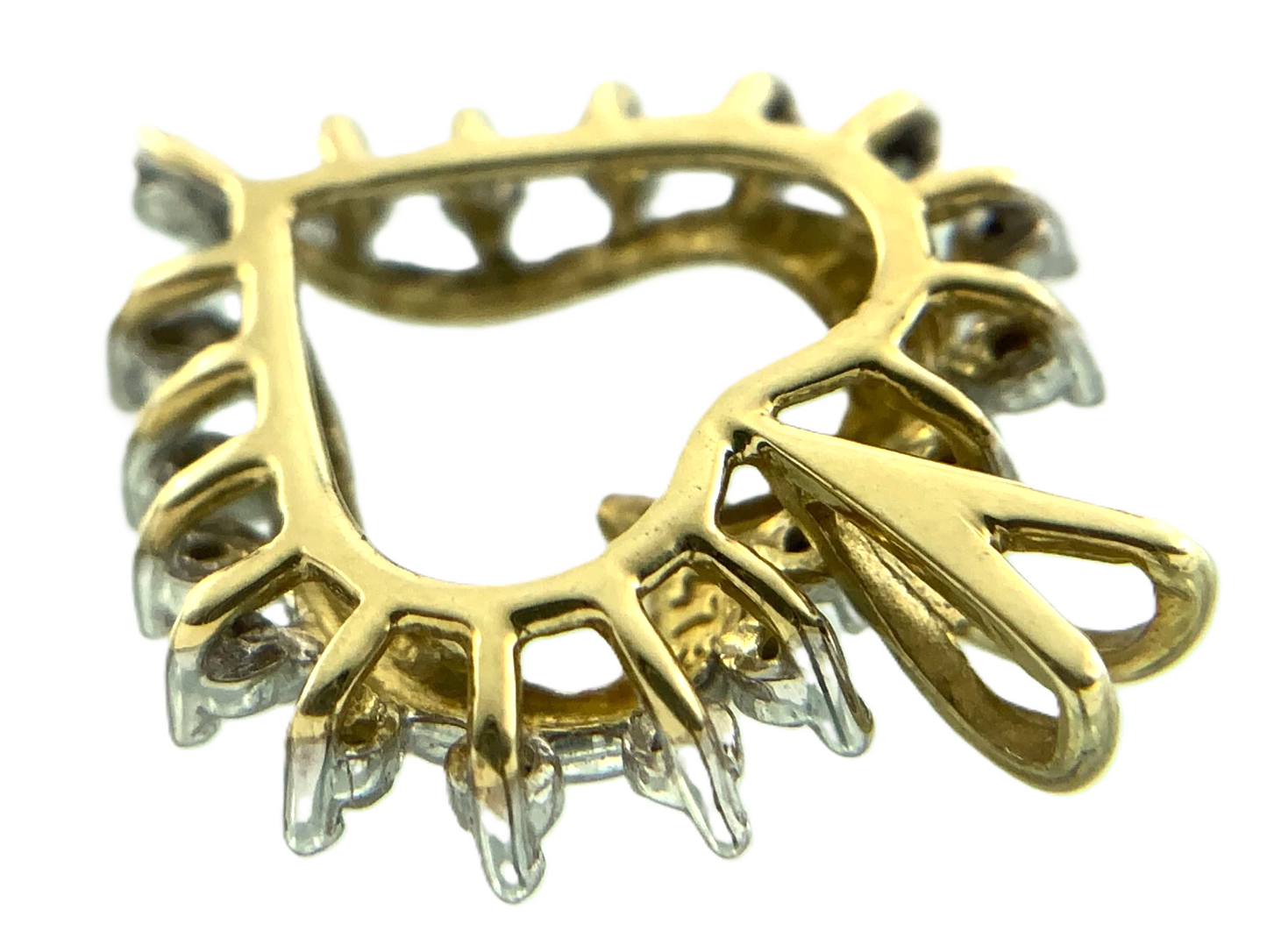 Beautiful 10K Yellow Gold Diamond Heart Pendant Charm AU143