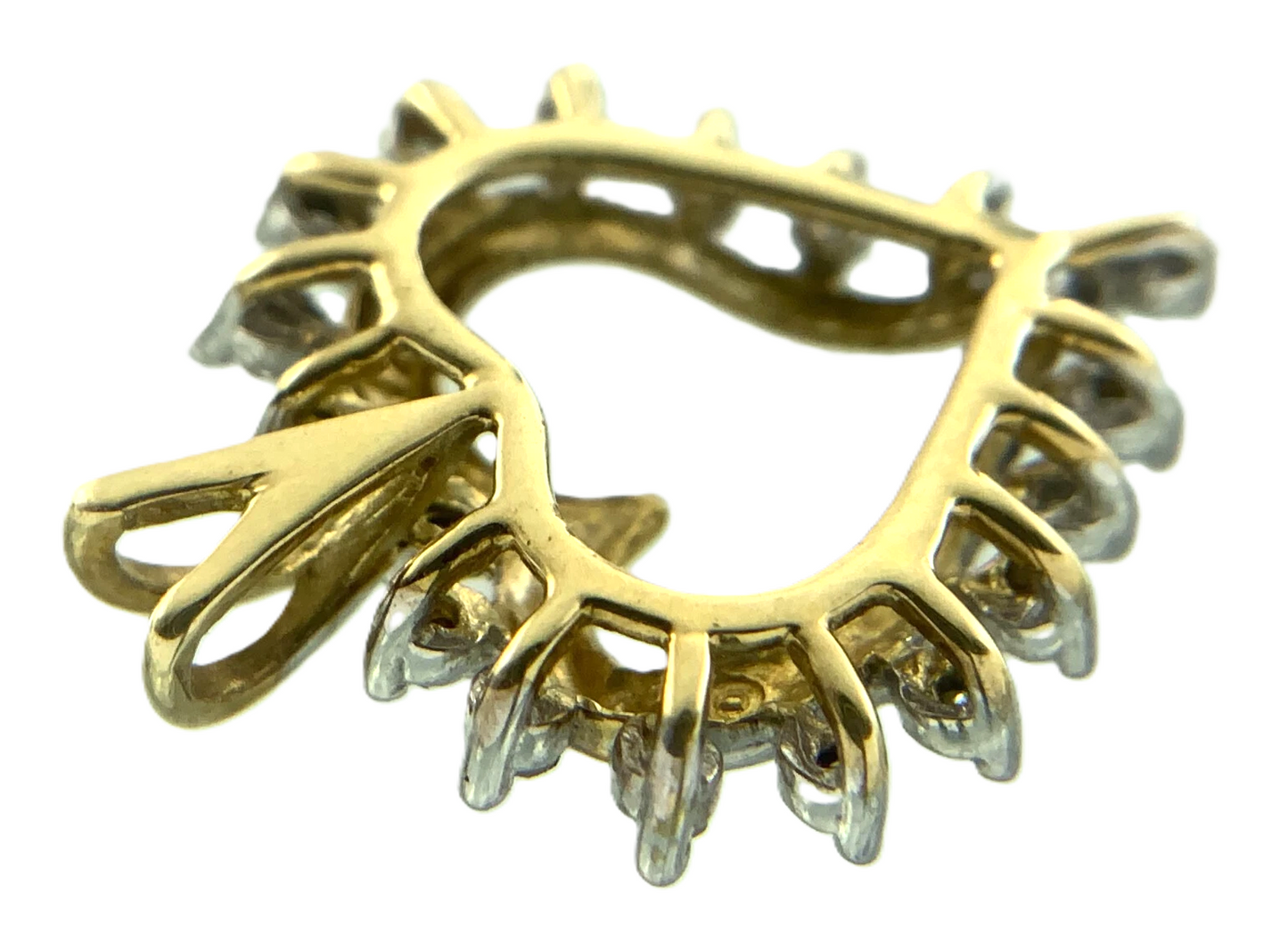 Beautiful 10K Yellow Gold Diamond Heart Pendant Charm AU143