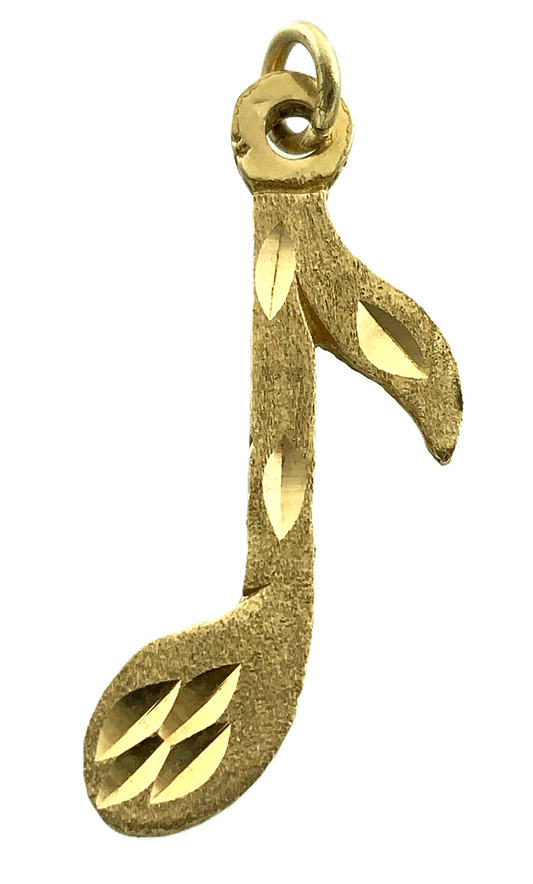 10K Yellow Gold Music Note Pendant Eighth Note Charm AU144