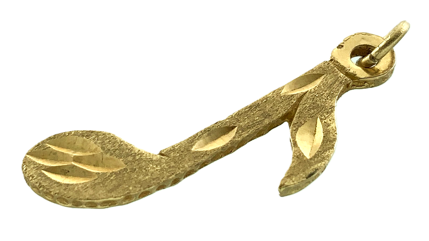 10K Yellow Gold Music Note Pendant Eighth Note Charm AU144