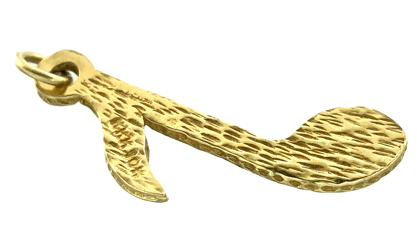 10K Yellow Gold Music Note Pendant Eighth Note Charm AU144