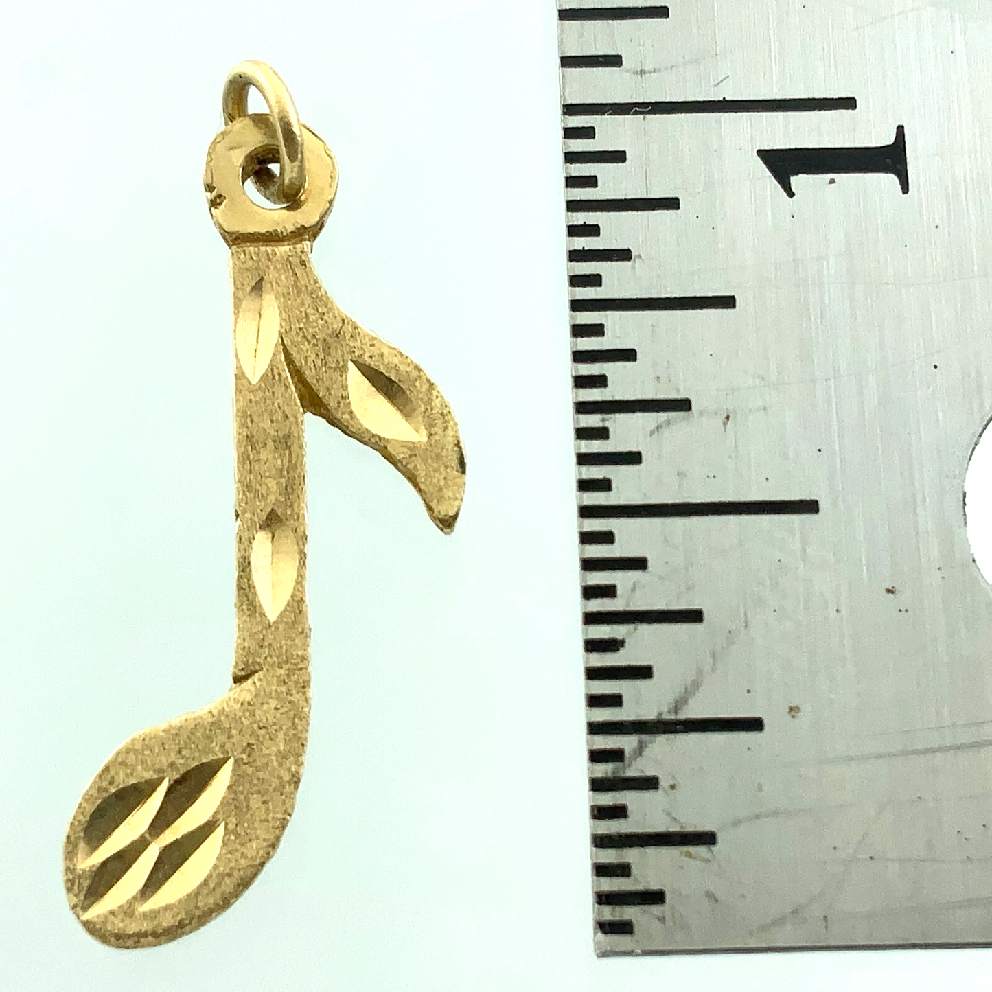 10K Yellow Gold Music Note Pendant Eighth Note Charm AU144