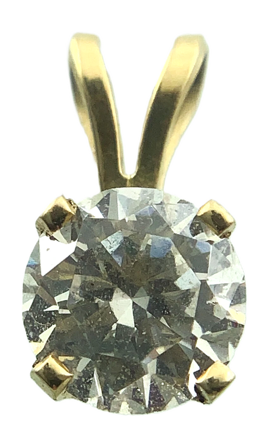 14K Yellow Gold Solitaire Necklace Pendant Rabbit Ear NOT DIAMOND AU146