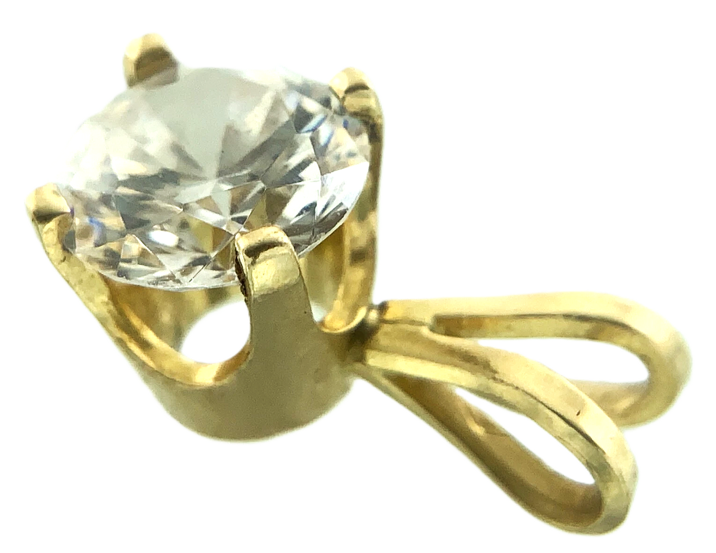 14K Yellow Gold Solitaire Necklace Pendant Rabbit Ear NOT DIAMOND AU146