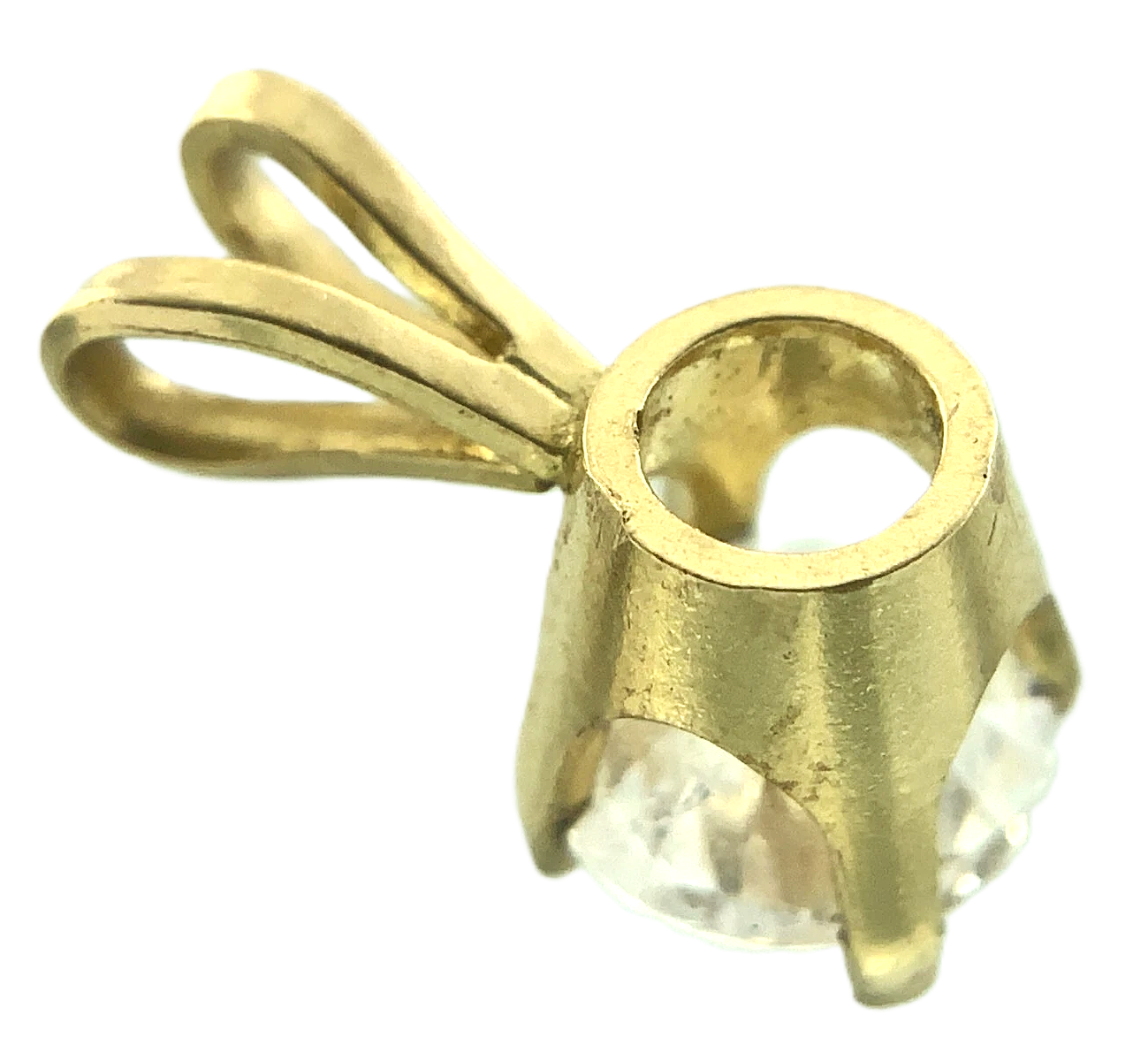 14K Yellow Gold Solitaire Necklace Pendant Rabbit Ear NOT DIAMOND AU146