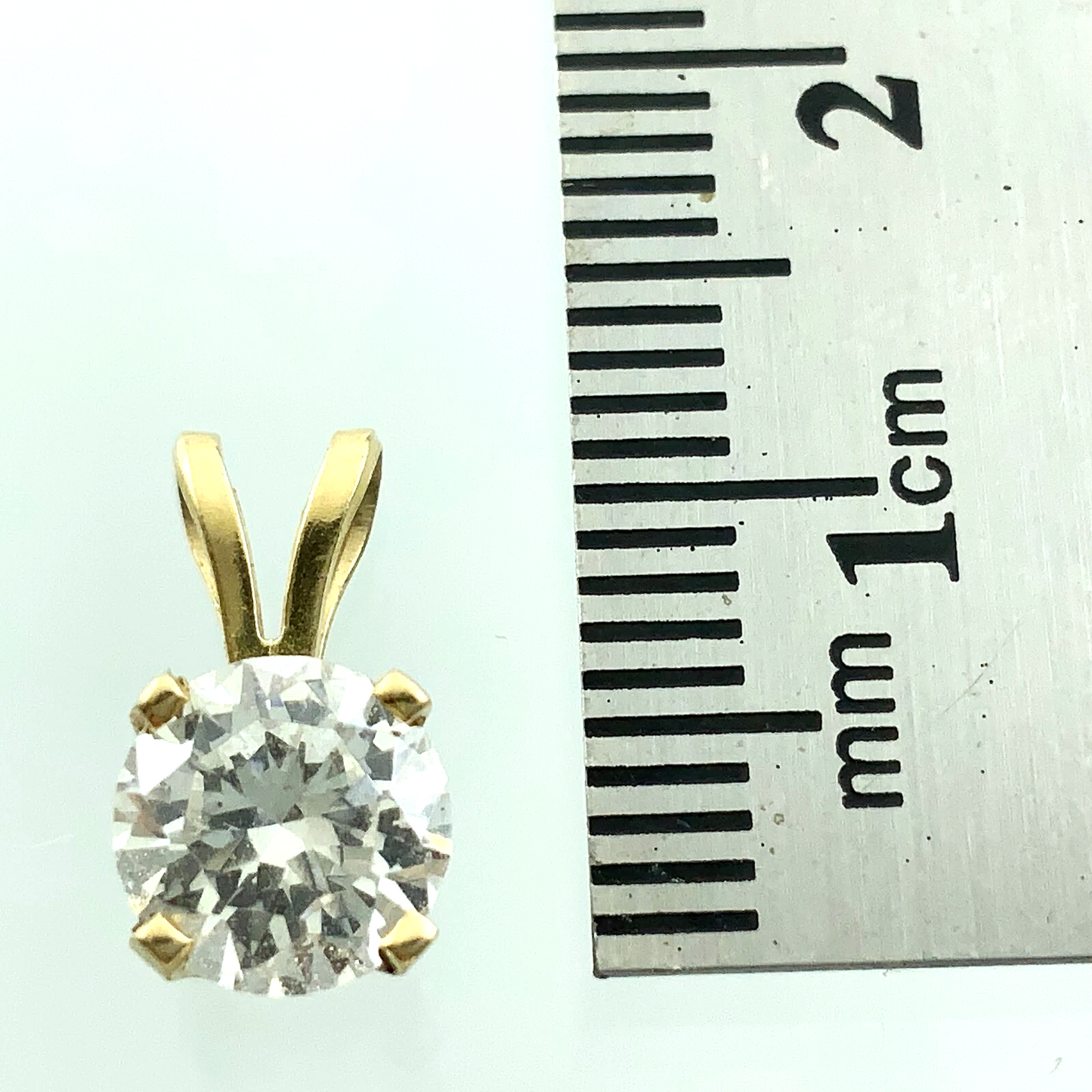 14K Yellow Gold Solitaire Necklace Pendant Rabbit Ear NOT DIAMOND AU146