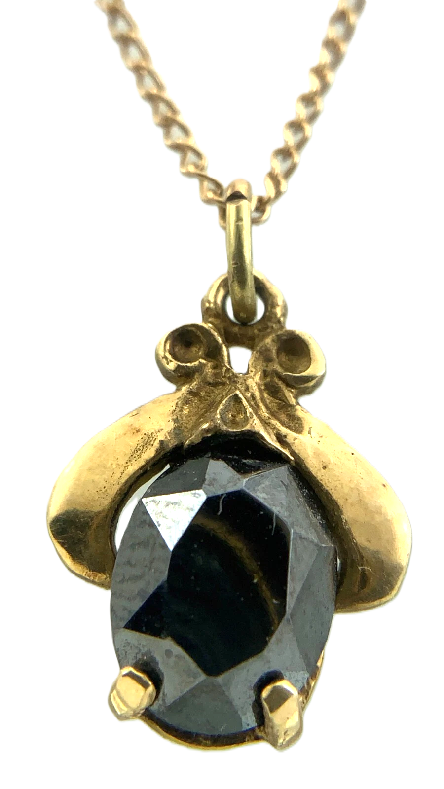 10K Yellow Gold Black Alaskan Diamond Pendant ECCO Necklace Gold Chain AU155
