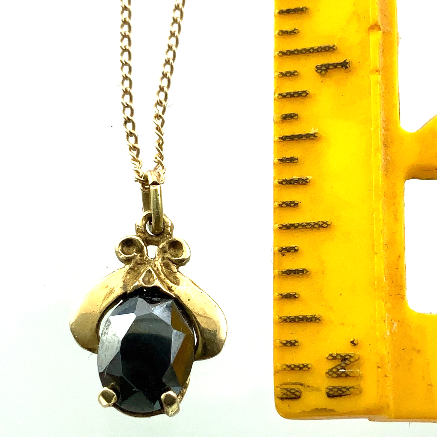 10K Yellow Gold Black Alaskan Diamond Pendant ECCO Necklace Gold Chain AU155