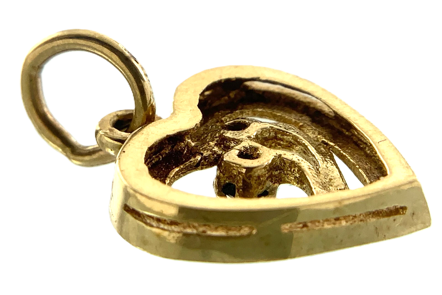 10K Yellow Gold Heart With 2 Gemstones Pendant 10K 7E AU157