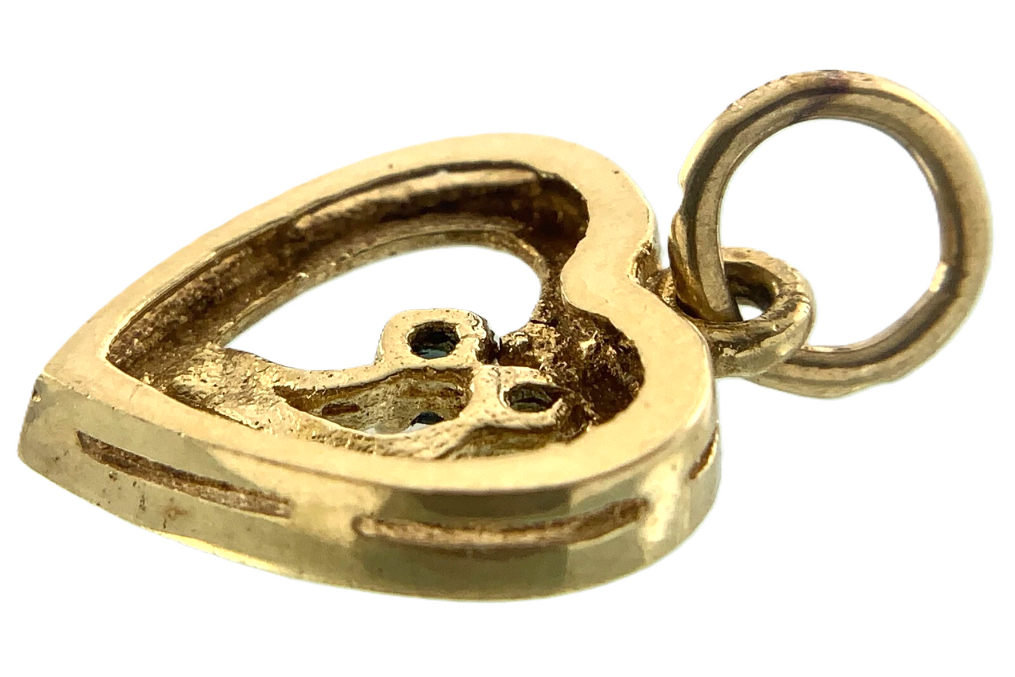 10K Yellow Gold Heart With 2 Gemstones Pendant 10K 7E AU157