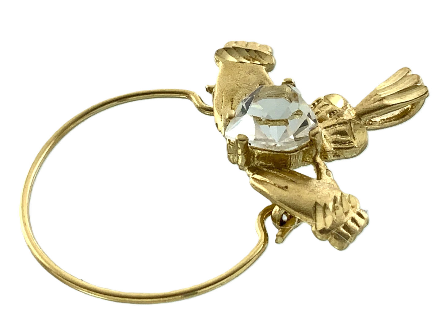 10K Yellow Gold Classic Claddagh Pendant Hands Holding Heart AU158