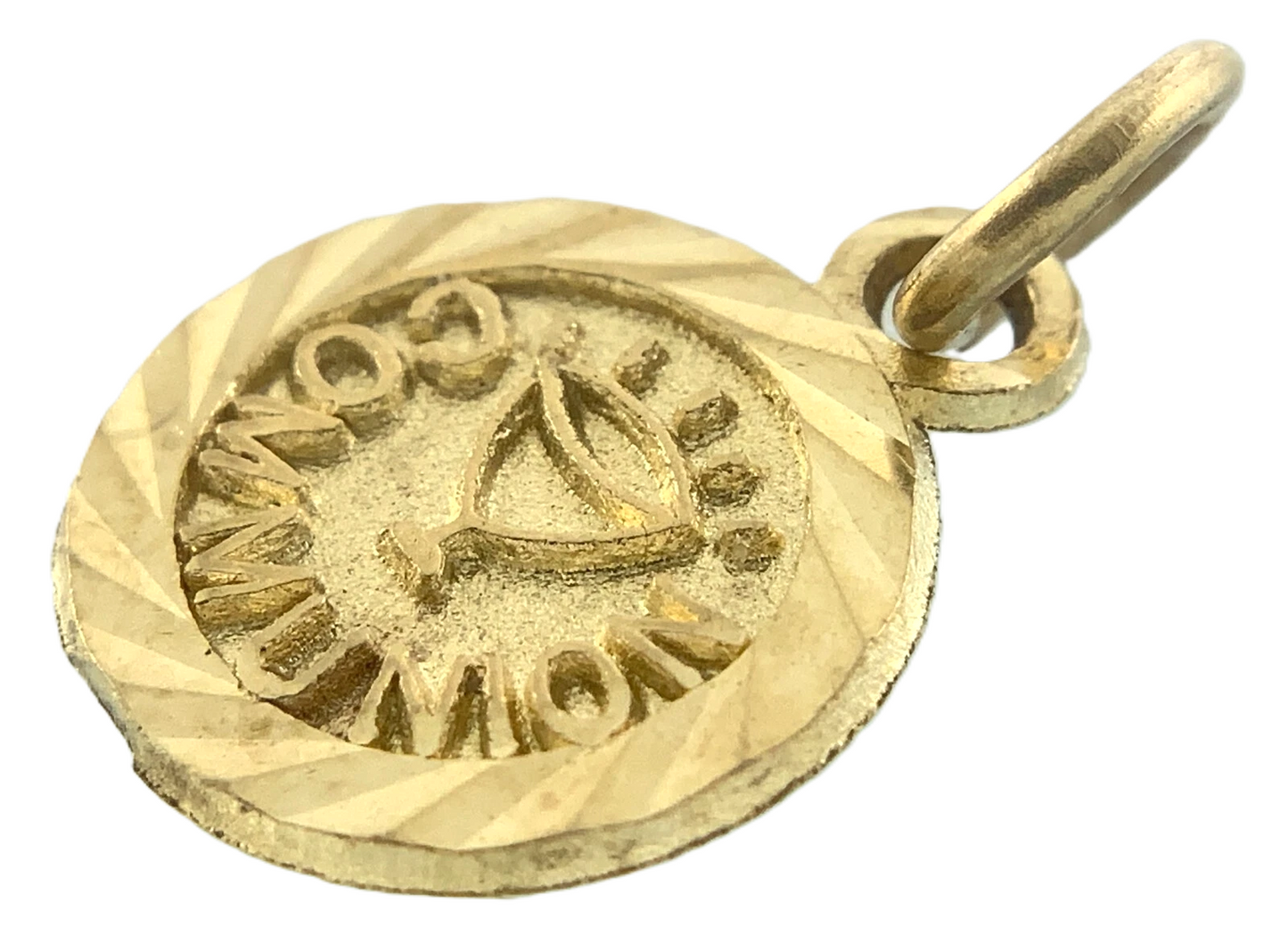 10K Yellow Gold Pendant Communion Medallion Religious AU160