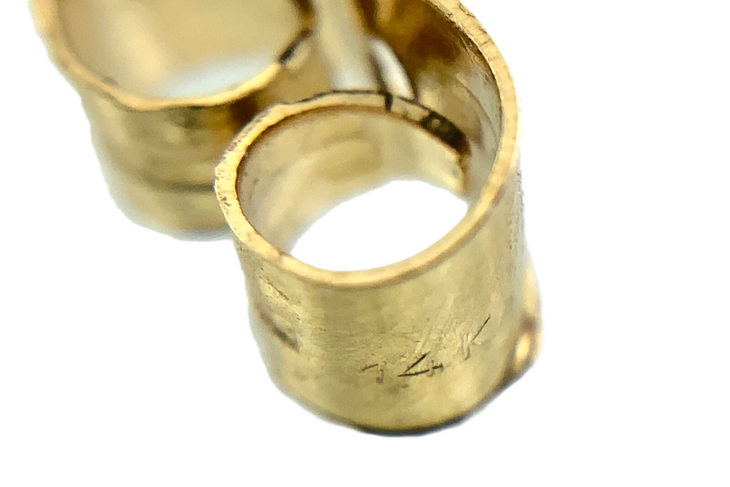 14K Yellow Gold Opal Drop Earrings Solitaire Scalloped Edge AU166