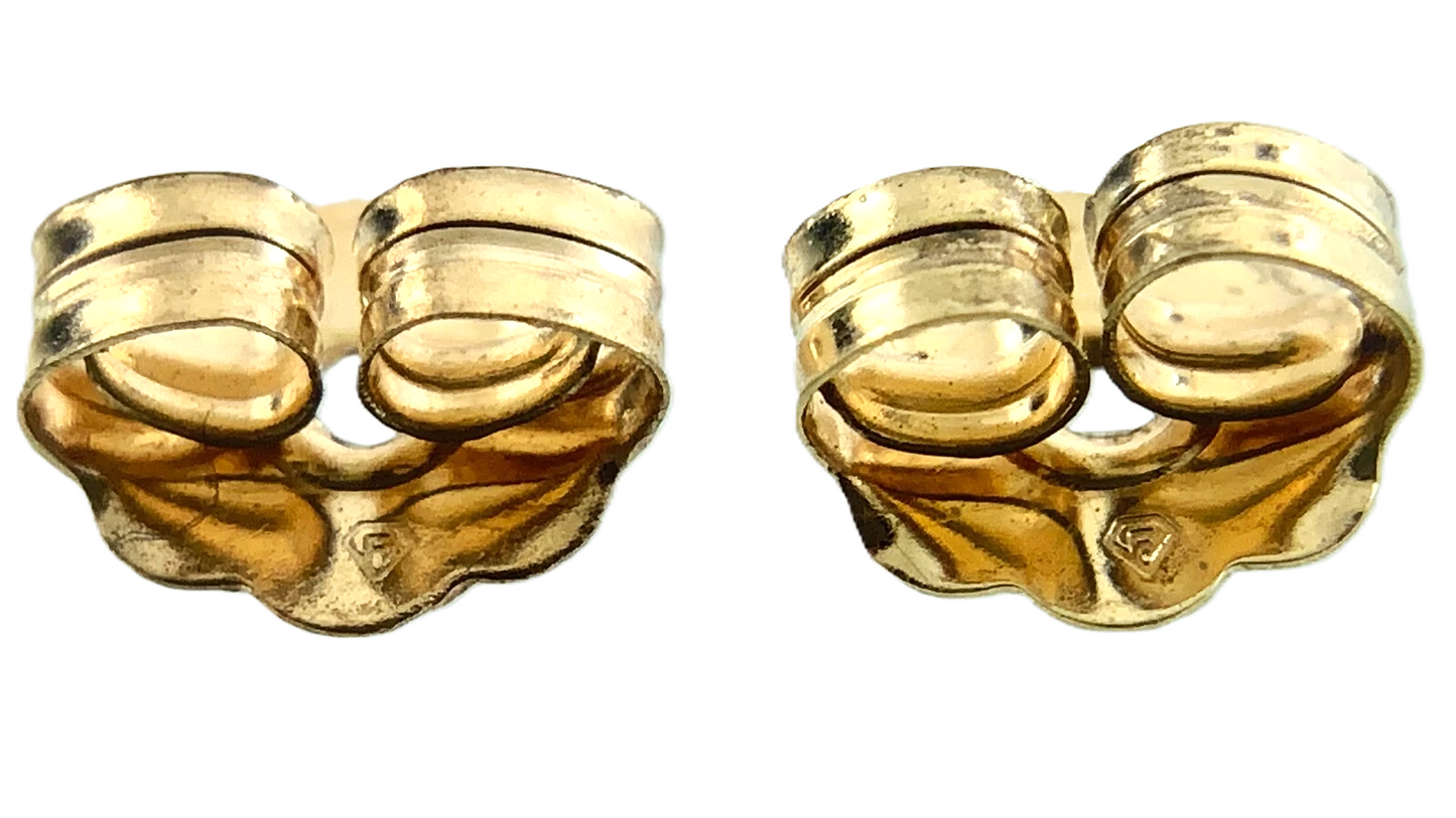 10K Yellow Gold Dainty Green Jade Earrings Round Stud AU168