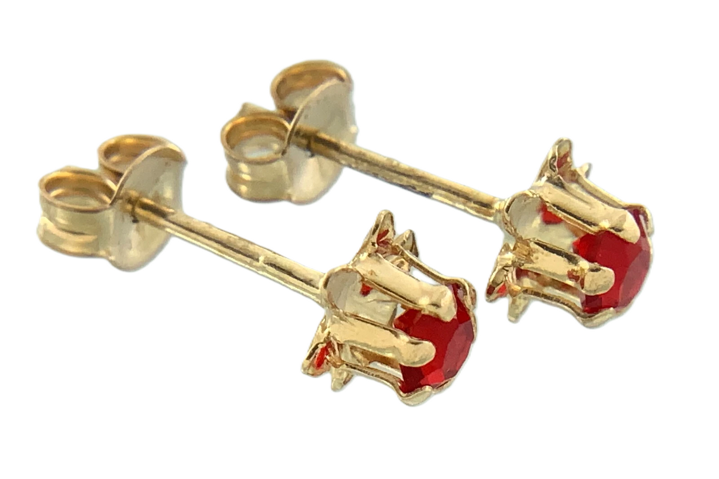 10K Yellow Gold Red Gemstone Rose Stud Earrings AU170