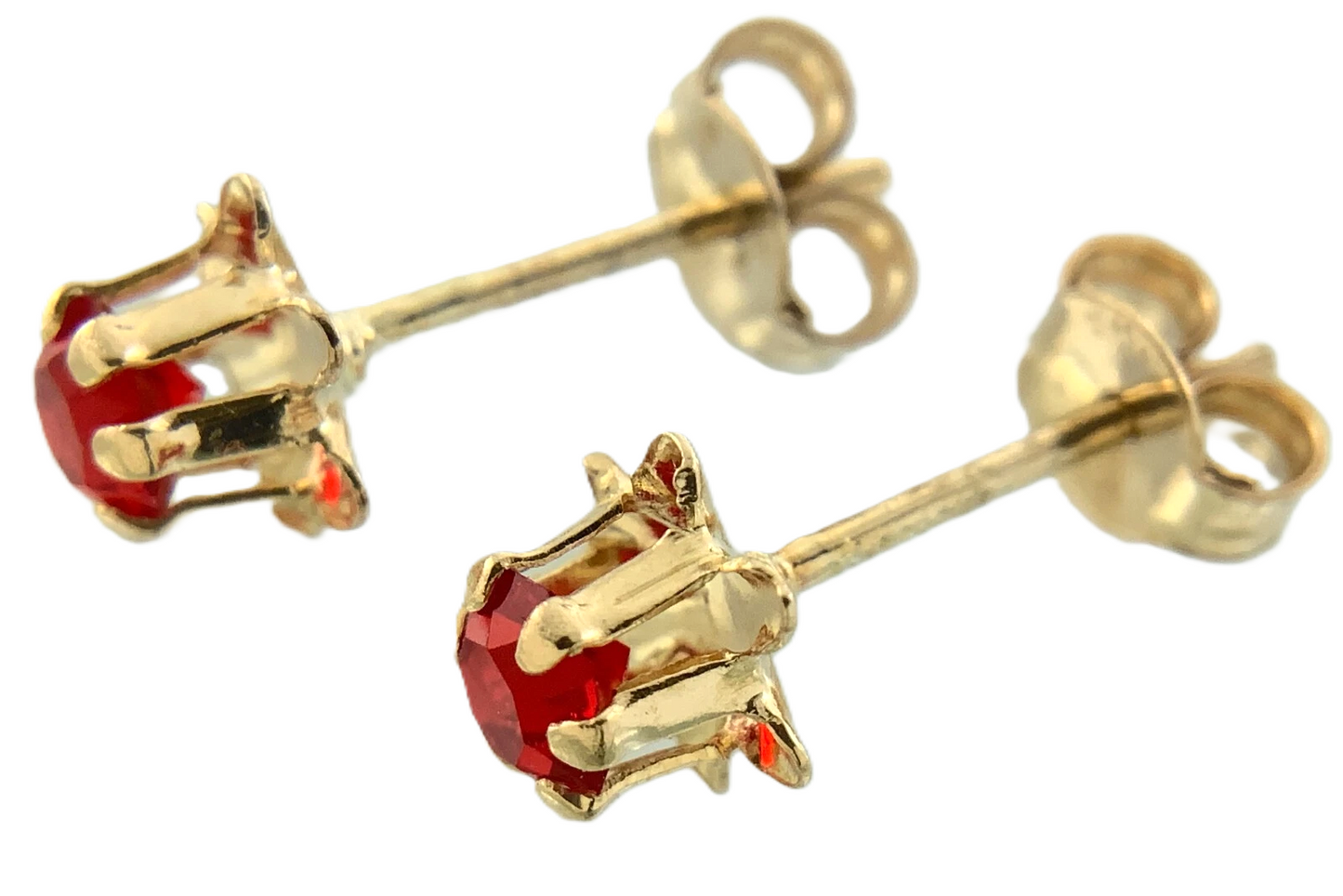 10K Yellow Gold Red Gemstone Rose Stud Earrings AU170
