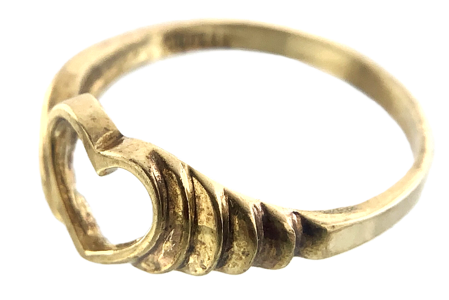 10K Yellow Gold Open Heart Ring Band Size Loose 5.5 AU174